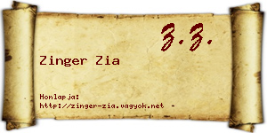 Zinger Zia névjegykártya